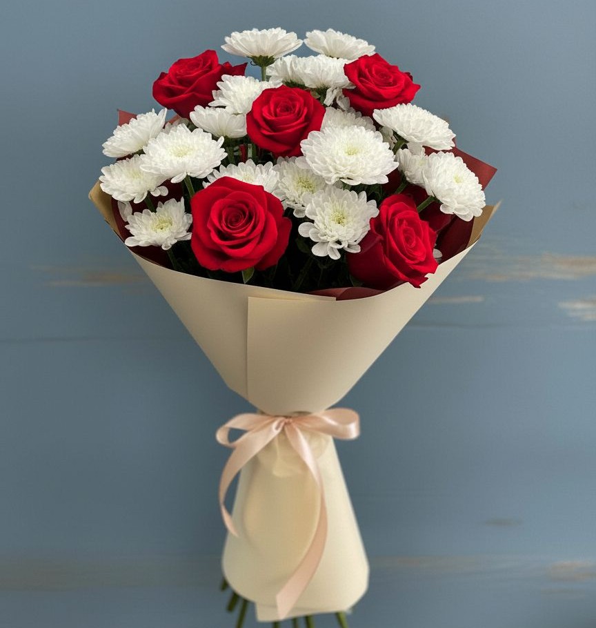 Букет цветов из: Розы и Хризантемы в Рудногорске