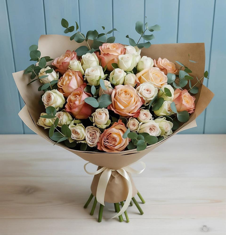 Букет цветов из: Альстромерии и Розы в Рудногорске