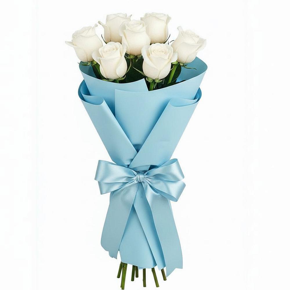 Букет 7 белых роз Проуд в Рудногорске