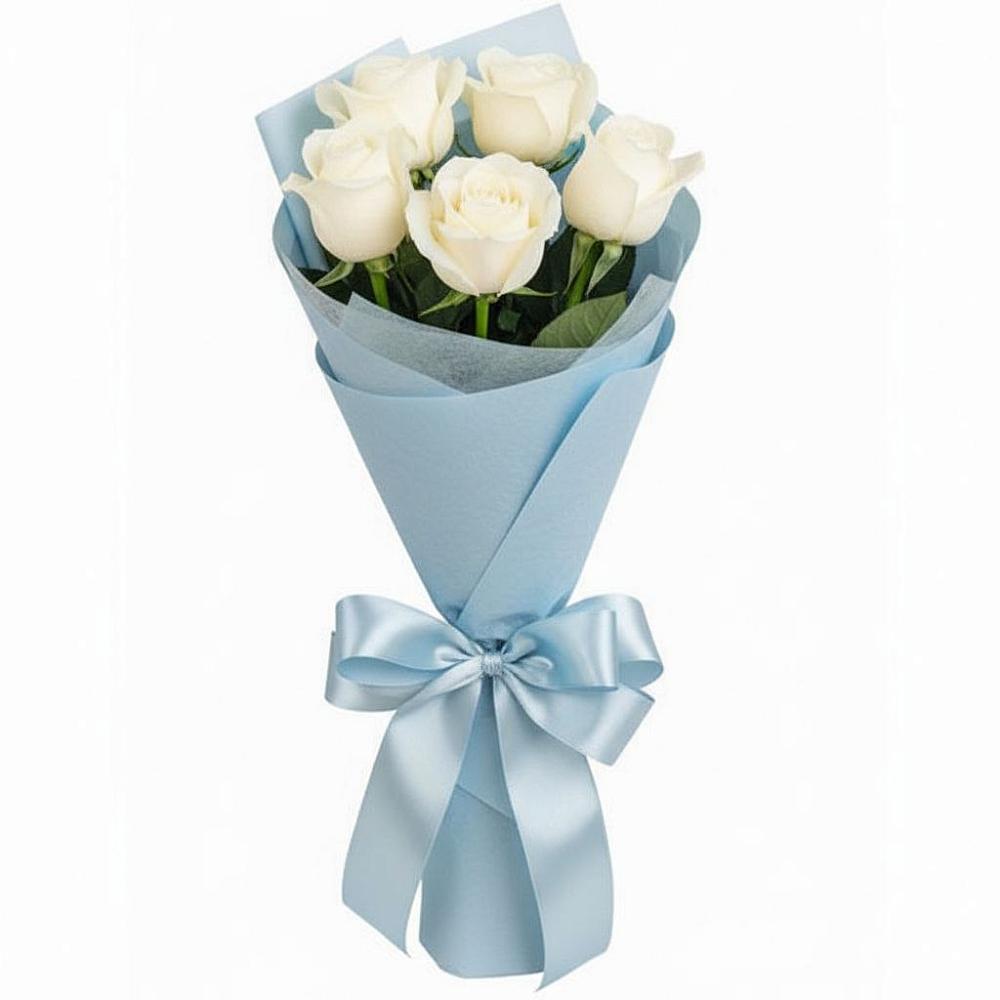 Букет 5 Белых роз Проуд в Рудногорске