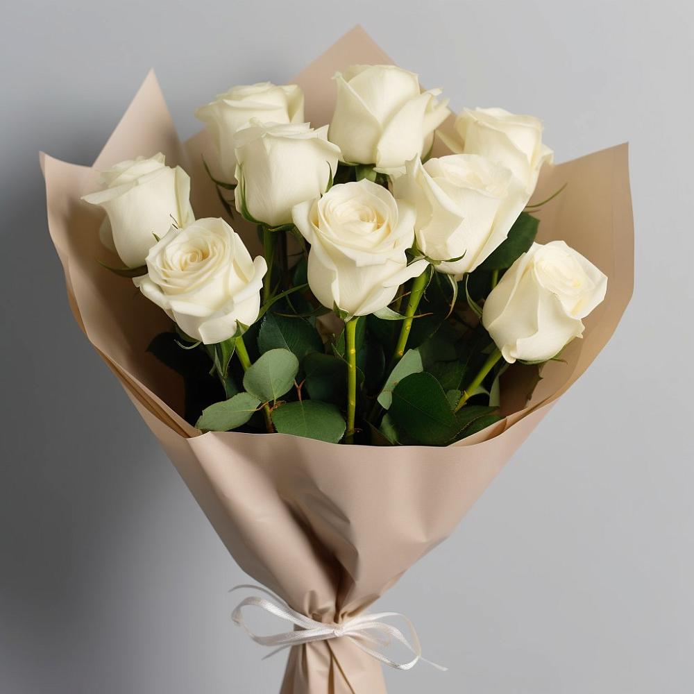 Букет 9 Белых роз Эдлесс Лав в Рудногорске