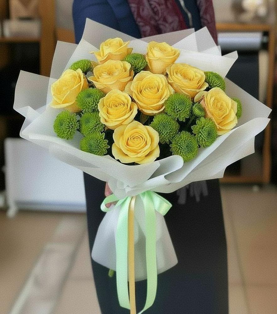 Букет цветов из: Хризантемы и Розы в Рудногорске