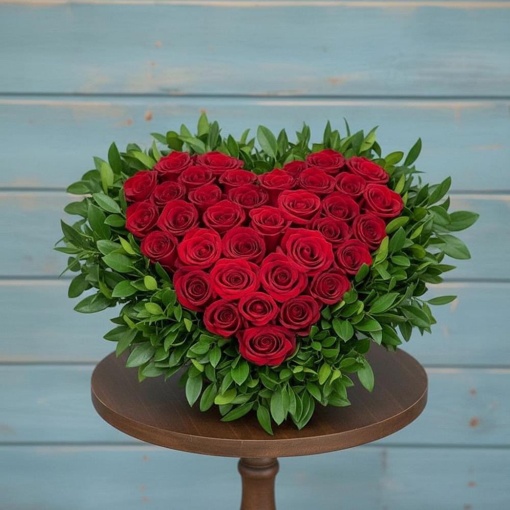 Цветочная композиция из Розы в виде сердца в Рудногорске