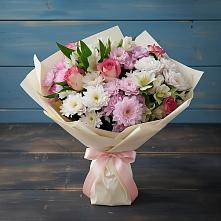 Букет цветов из:  Хризантемы, Альстромерии и Розы в Рудногорске