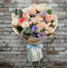 Букет цветов из:  Розы, Лизиантусы и Гвоздики в Рудногорске